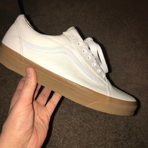 white and tan vans